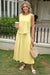 Wenrine Womens Light Yellow Casual Sleeveless 2 Piece Skirt Sets