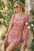 Wenrine Womens Pink Mesh Long Sleeve Mini Dress