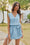 Wenrine Womens Sky Blue V Neck Romper Skort Mini Dress