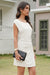 Wenrine Womens White Mesh Cap Sleeve Mini Dress