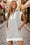 Wenrine Womens White Striped Mini Collared Knit Dresses