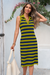 Wenrine Womens Yellow Polo V Neck Striped Dress