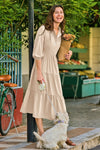 Wenrine Beige Button Down Collared Maxi Dress