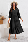 Wenrine Black Button Down Collared Maxi Dress