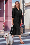 Wenrine Black Button Down Collared Maxi Dress