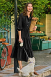 Wenrine Black Button Down Collared Maxi Dress