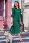Wenrine Dark Green Button Down Collared Maxi Dress