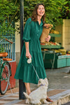 Wenrine Dark Green Button Down Collared Maxi Dress