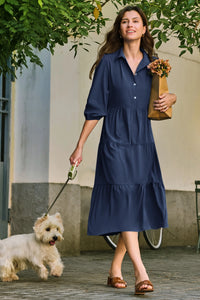 Wenrine Navy Button Down Collared Maxi Dress