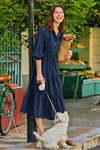 Wenrine Navy Button Down Collared Maxi Dress