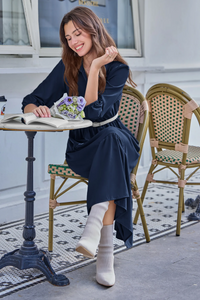 Wenrine Navy Button Down Collared Maxi Dress