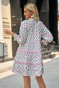 Wenrine Pink Floral V Neck Babydoll Dress