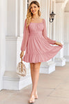 Wenrine Pink Mesh Ruffle Party Mini Dress
