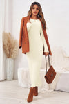 Wenrine Womens Apricot Sweater Maxi Dress