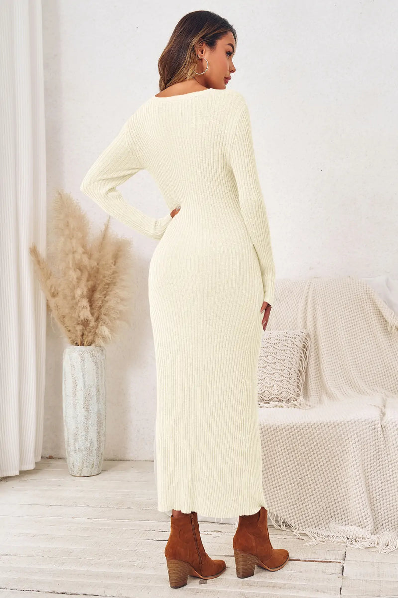 Wenrine Womens Apricot Sweater Maxi Dress