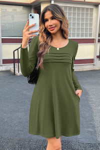 Wenrine Womens Army Green Long Sleeve T Shirt Mini Dresses