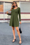 Wenrine Womens Army Green Long Sleeve T Shirt Mini Dresses