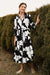Wenrine Womens Black Button Down Floral Maxi Dress