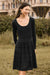 Wenrine Womens Black Long Sleeve Crochet Sweater Dress