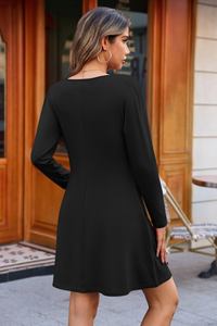 Wenrine Womens Black Long Sleeve T Shirt Mini Dresses