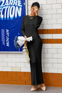 Wenrine Womens Black Sweater Maxi Dress