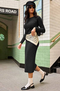 Wenrine Womens Black Sweater Maxi Dress