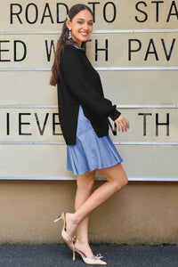 Wenrine Womens Black Sweatshirt Dresses