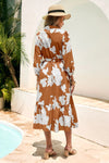 Wenrine Womens Brown Button Down Floral Maxi Dress