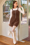 Wenrine Womens Brown Corduroy Overall Mini Dress