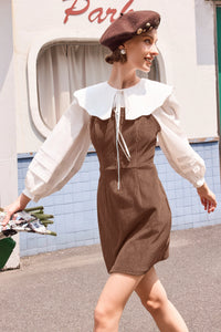 Wenrine Womens Brown Corduroy Overall Mini Dress