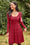 Wenrine Womens Burgundy Long Sleeve Crochet Sweater Dress