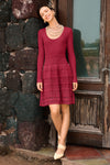 Wenrine Womens Burgundy Long Sleeve Crochet Sweater Dress