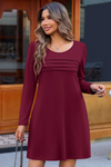 Wenrine Womens Burgundy Long Sleeve T Shirt Mini Dresses