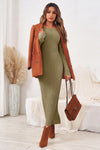 Wenrine Womens Camel Sweater Maxi Dress
