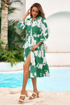 Wenrine Womens Green Button Down Floral Maxi Dress