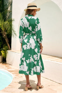 Wenrine Womens Green Button Down Floral Maxi Dress