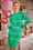 Wenrine Womens Green Heart Crewneck Bodycon Mini Dresses