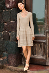 Wenrine Womens Khaki Long Sleeve Crochet Sweater Dress