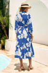 Wenrine Womens Navy Button Down Floral Maxi Dress