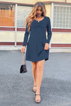 Wenrine Womens Navy Long Sleeve T Shirt Mini Dresses