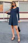 Wenrine Womens Navy Long Sleeve T Shirt Mini Dresses