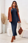 Wenrine Womens Navy Sweater Maxi Dress