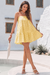 Wenrine Womens Yellow Plaid Mini Sundress