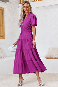 Wenrine Womens Violet Flowy Tiered  Midi Dress