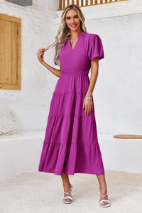 Wenrine Womens Violet Flowy Tiered  Midi Dress